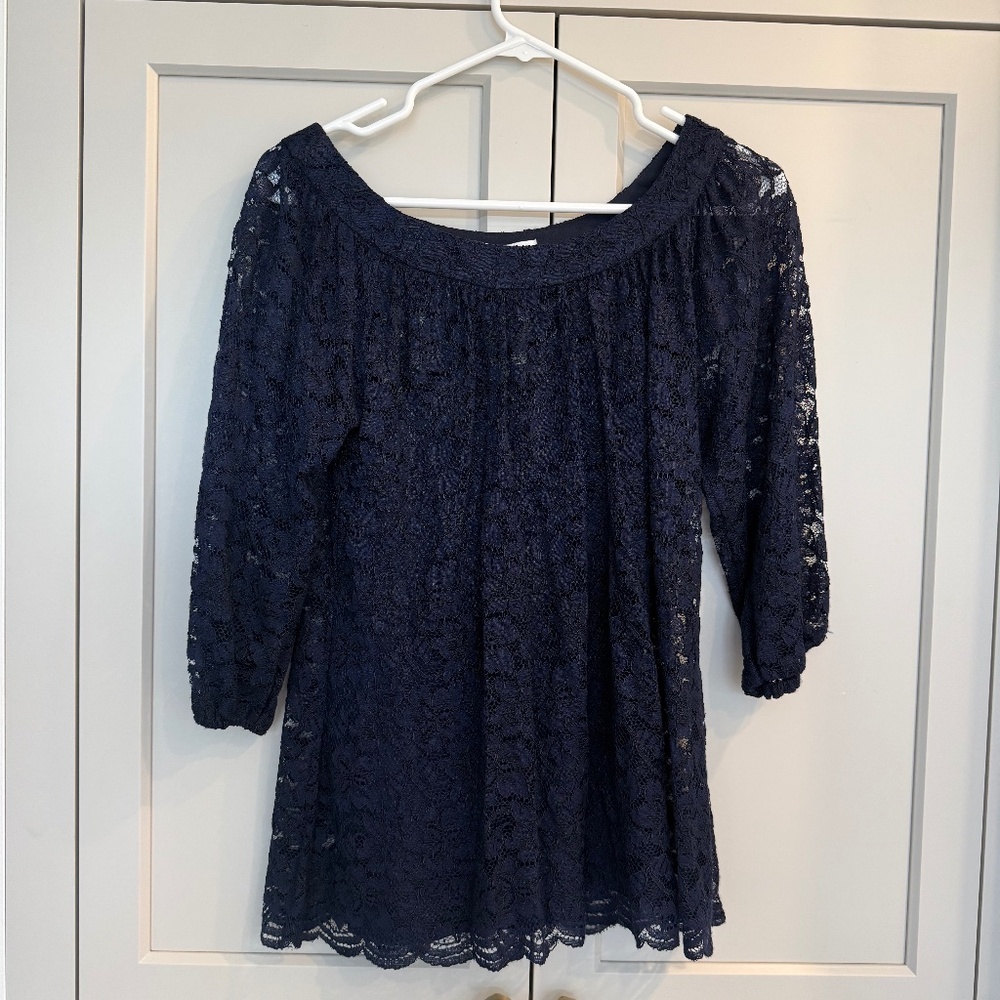 Navy Diane Von Furstenburg Lace Top w/ Attached Cami